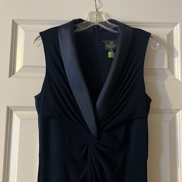 Adrianna Papell Deep Blue Jersey tuxedo Dress - Picture 3 of 3